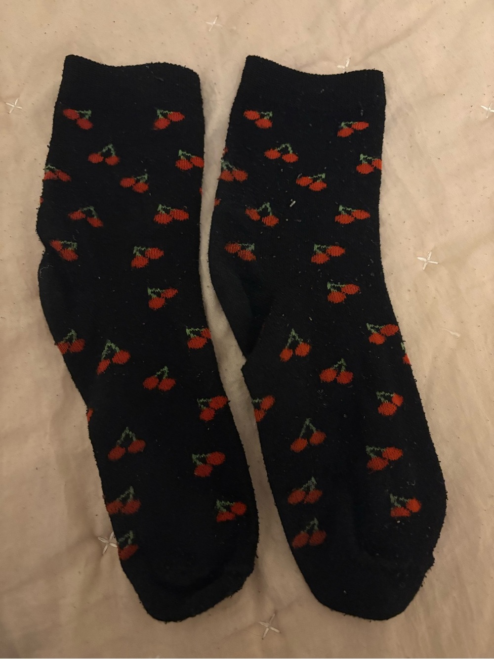 Women’s Black Red Cherry Socks